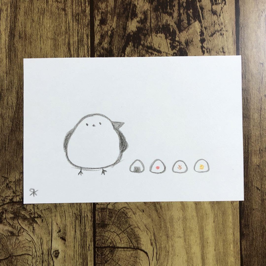 Amazon.co.jp: おにぎりとシマエナガの絵 オリジナル手描き